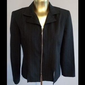 Pinstripe Zip-up Blazer